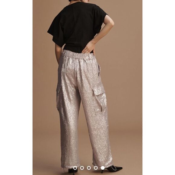 By Anthropologie sequin cargo pants NEW - Picture 4 of 10